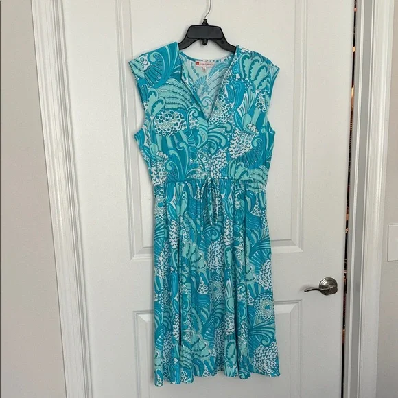 Jude Connally aqua blue and White Sleeveless Dress - Picture 1 of 7